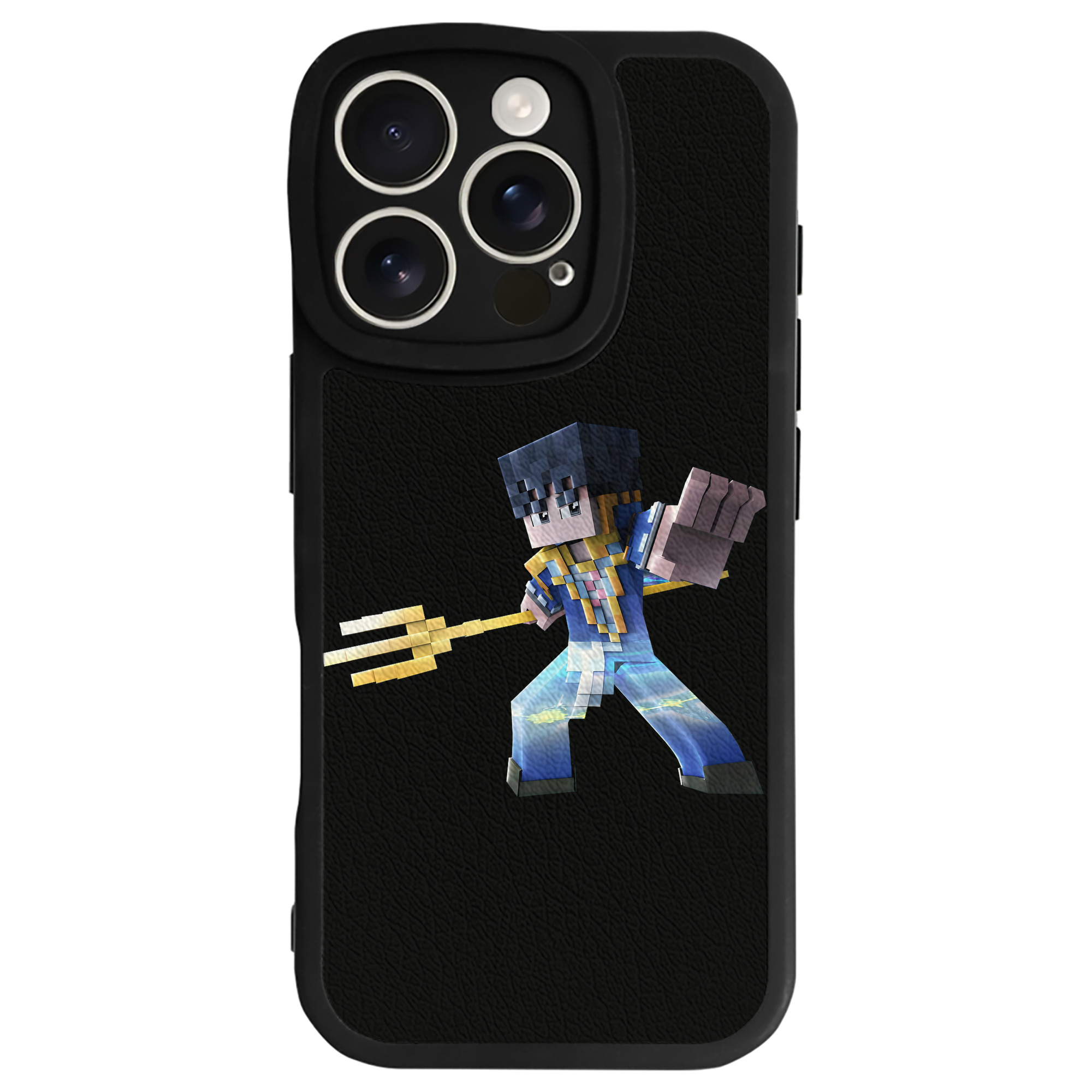 （画像用） マインクラフト ブロックの世界 Minecraft MC Block world 【iPhone 16シリーズ対応】シリコンスマホケース（レザー調） 材質：シリコン